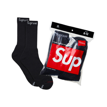 Supreme Hanes Black Crew Socks Crew Socks (4 Pack)