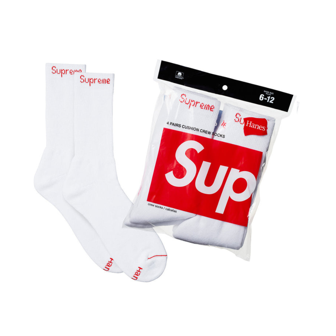 Supreme Hanes White Crew Socks Crew Socks (4 Pack)